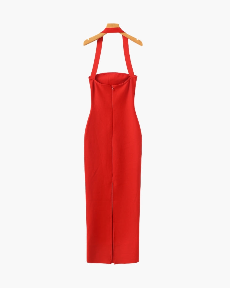 Halter Neck Slim Fit Maxi Dress - Montierri