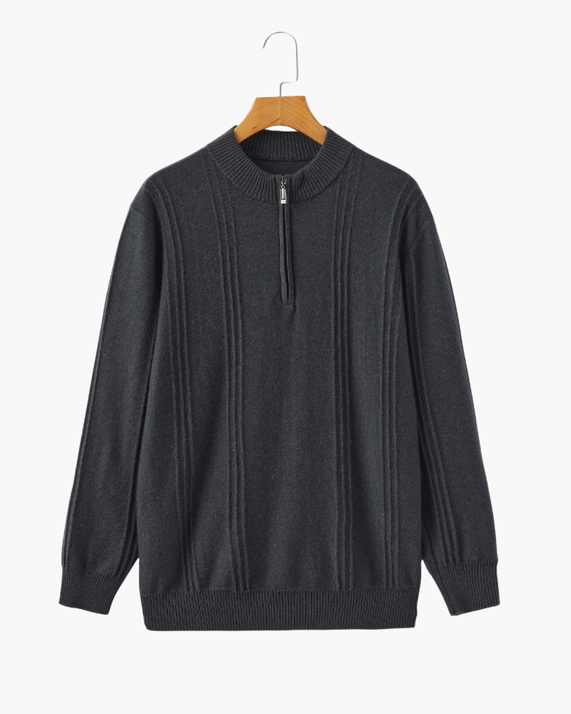 100% Cashmere Ribbed Half Zip - Montierri