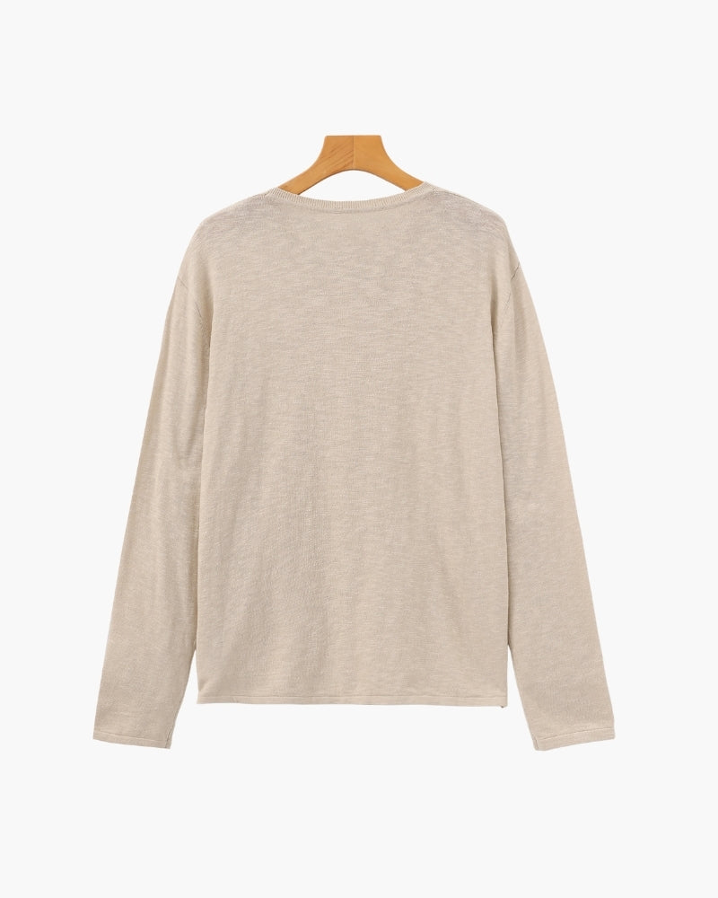 Linen Cotton Essential Crewneck - Montierri