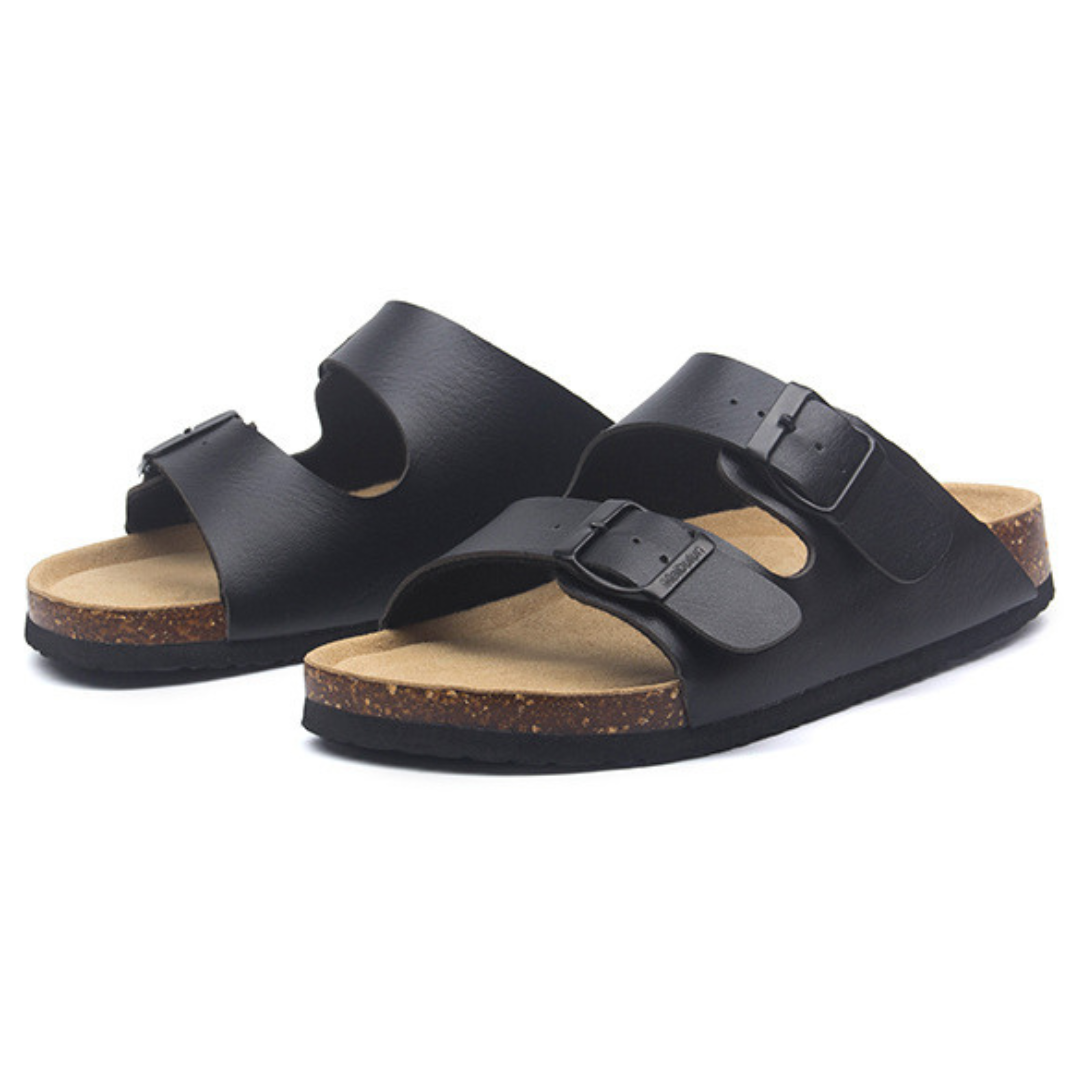 Leather Birken Sandal - Black | Montierri