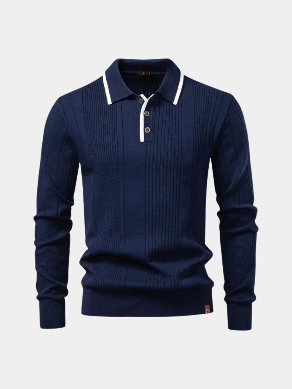 Vertical Ridge Knit Polo Shirt - Montierri
