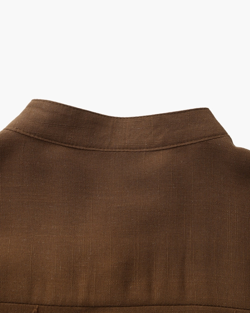 Men’s Mandarin Collar Shirt – Relaxed Fit Textured Cotton Shirt - Montierri