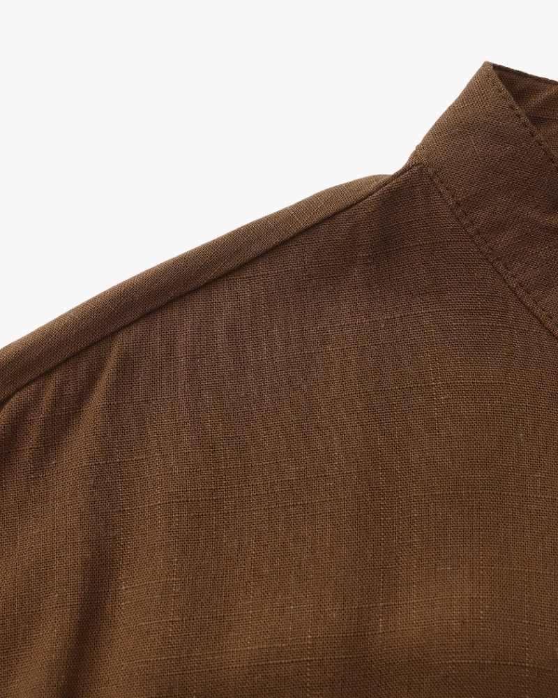 Men’s Mandarin Collar Shirt – Relaxed Fit Textured Cotton Shirt - Montierri
