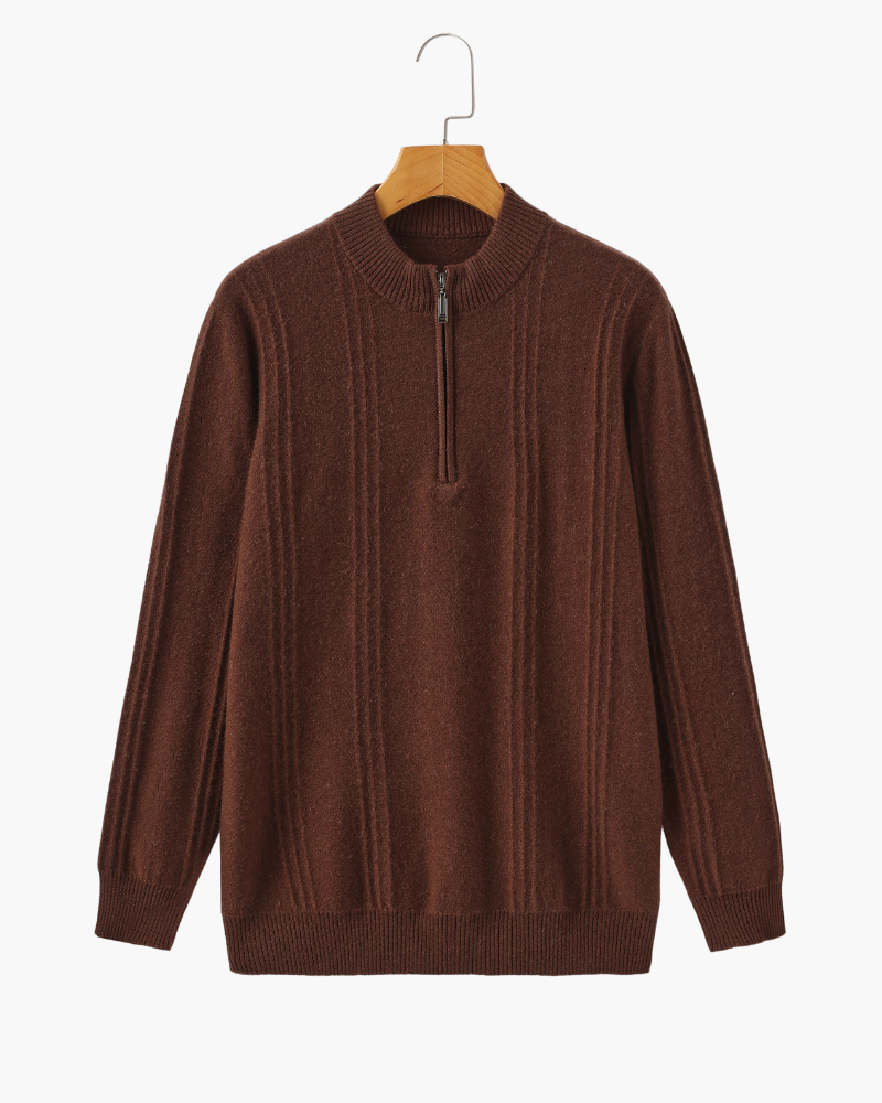 100% Cashmere Ribbed Half Zip - Montierri