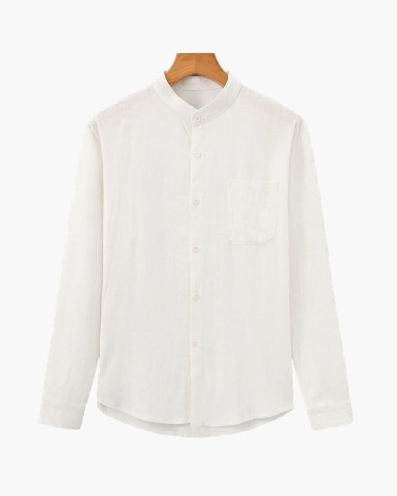 Men’s Mandarin Collar Shirt – Relaxed Fit Textured Cotton Shirt - Montierri
