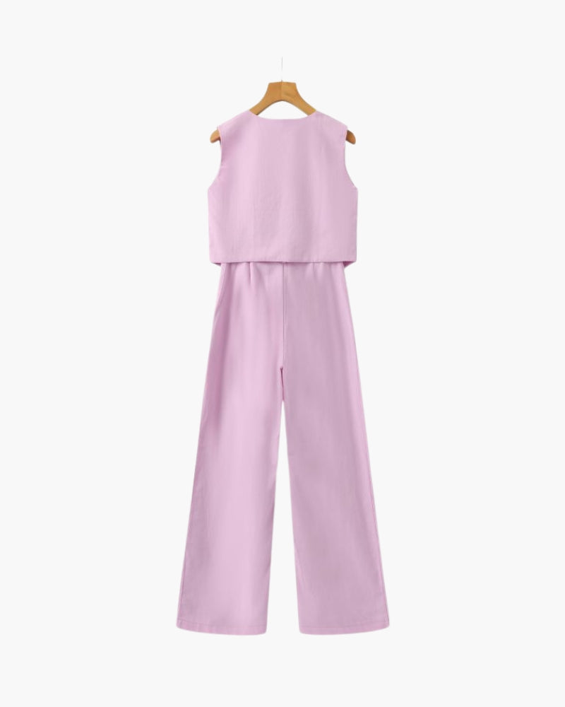 Classy Lady - Linen Two-piece Set - Montierri