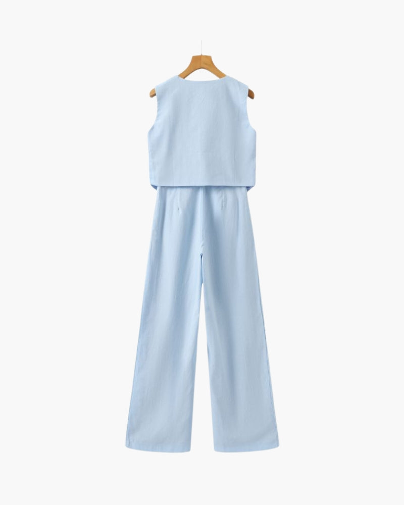 Classy Lady - Linen Two-piece Set - Montierri