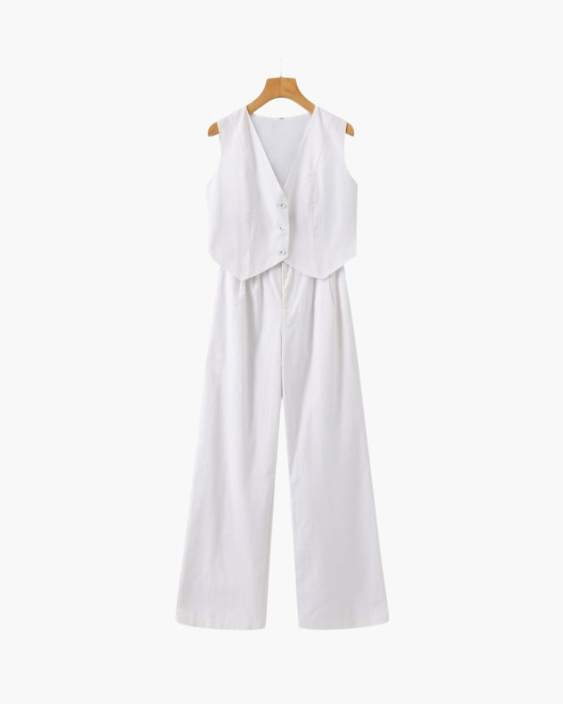 Classy Lady - Linen Two-piece Set - Montierri