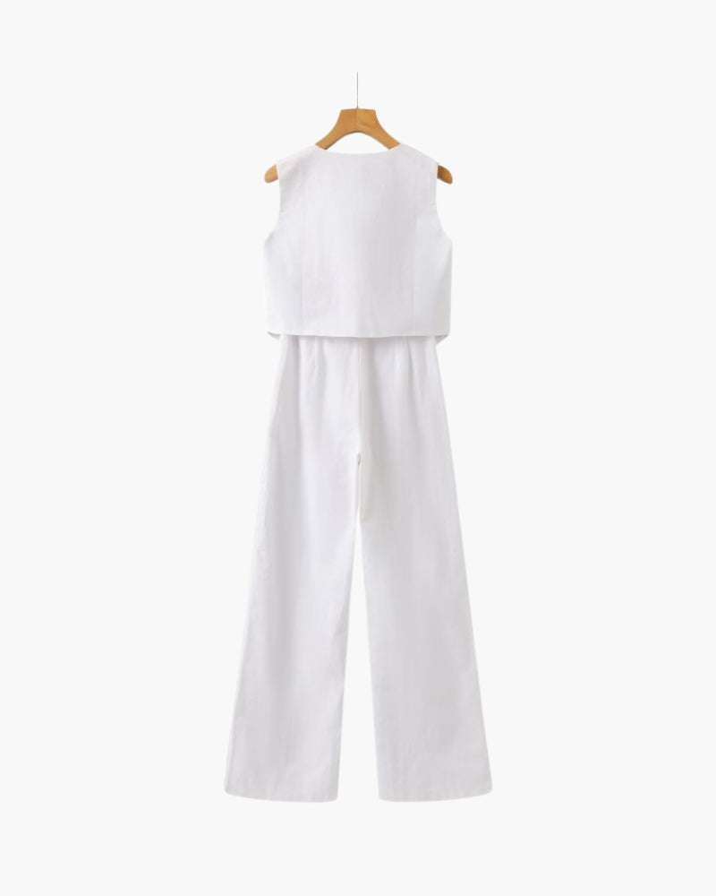 Classy Lady - Linen Two-piece Set - Montierri