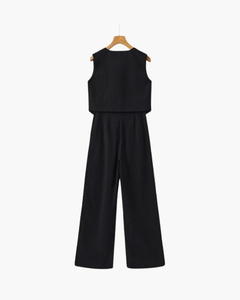 Classy Lady - Linen Two-piece Set - Montierri