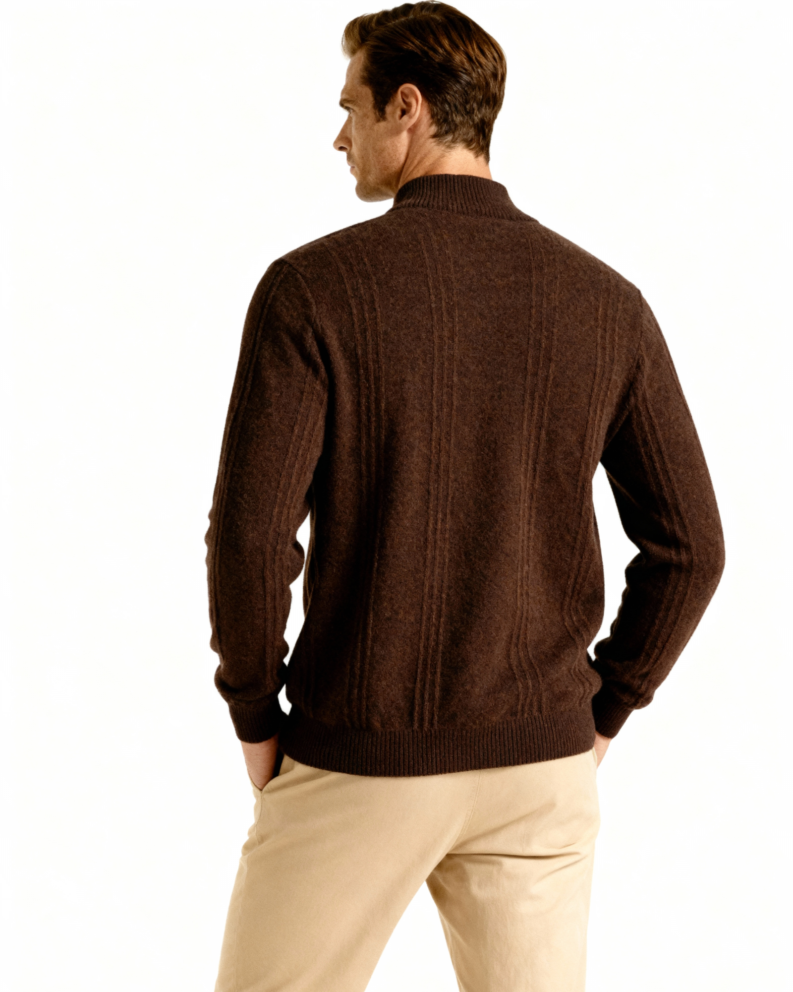 100% Cashmere Ribbed Half Zip - Montierri