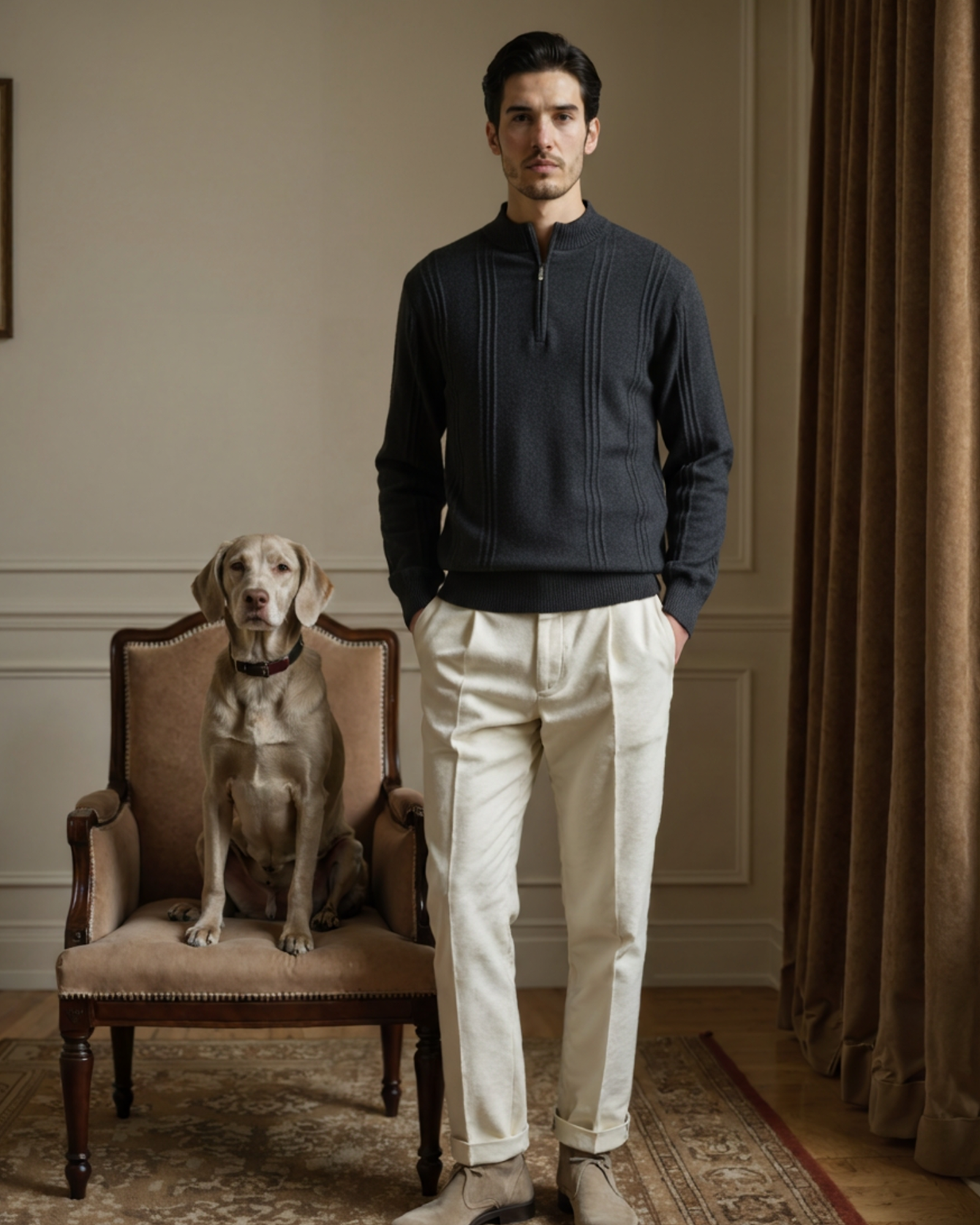 100% Cashmere Ribbed Half Zip - Montierri