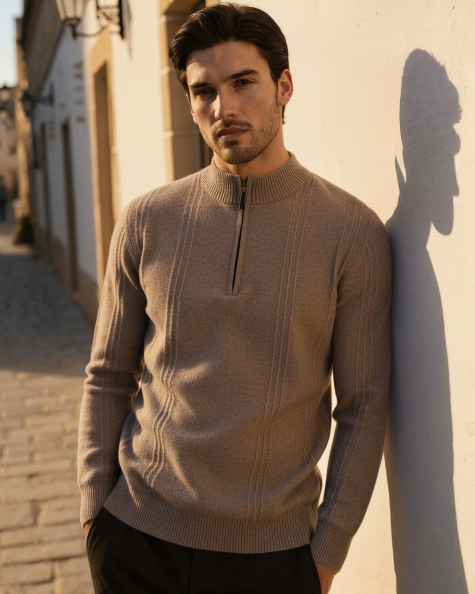 100% Cashmere Ribbed Half Zip - Montierri