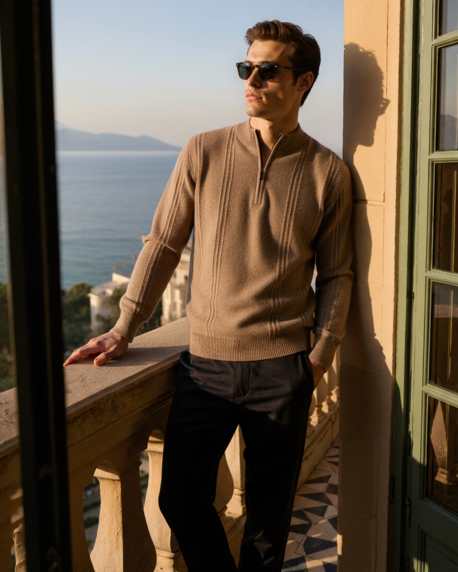 100% Cashmere Ribbed Half Zip - Montierri