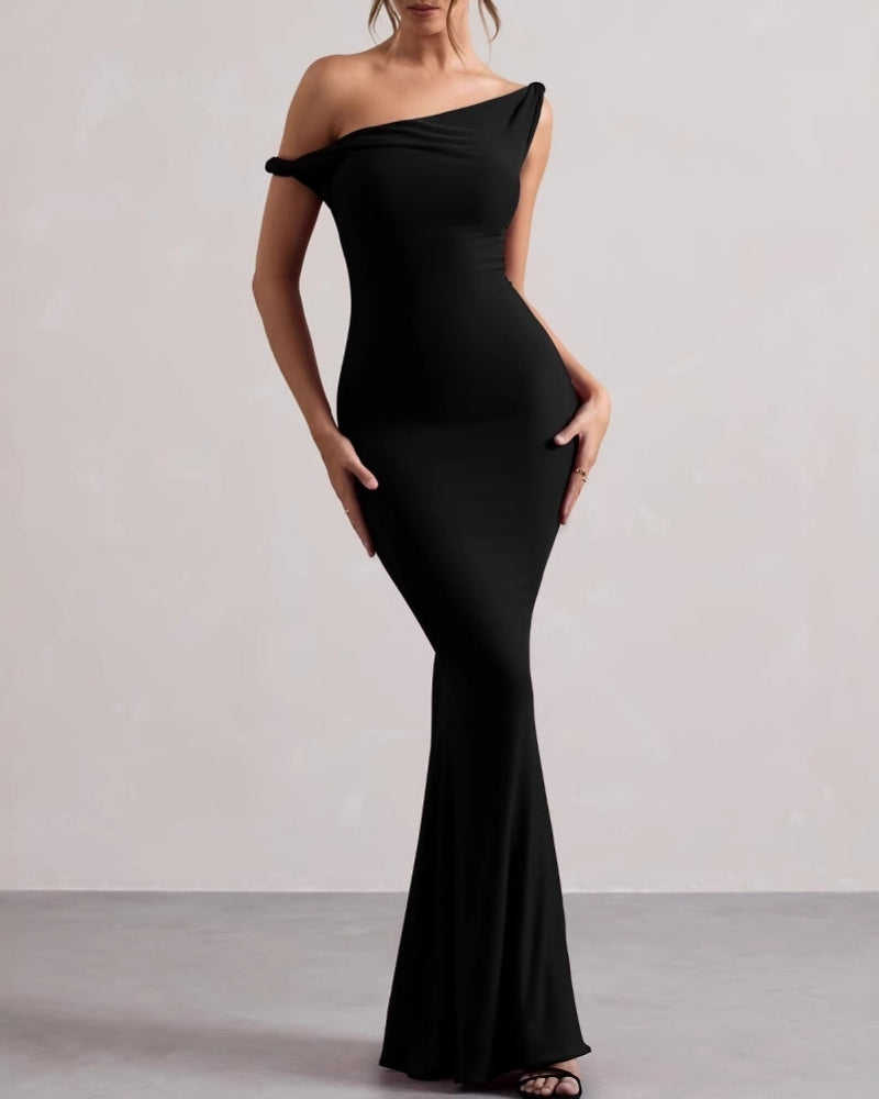 One-Shoulder Bodycon Long Dress - Montierri
