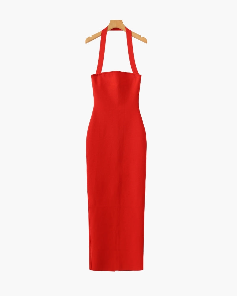 Halter Neck Slim Fit Maxi Dress - Montierri