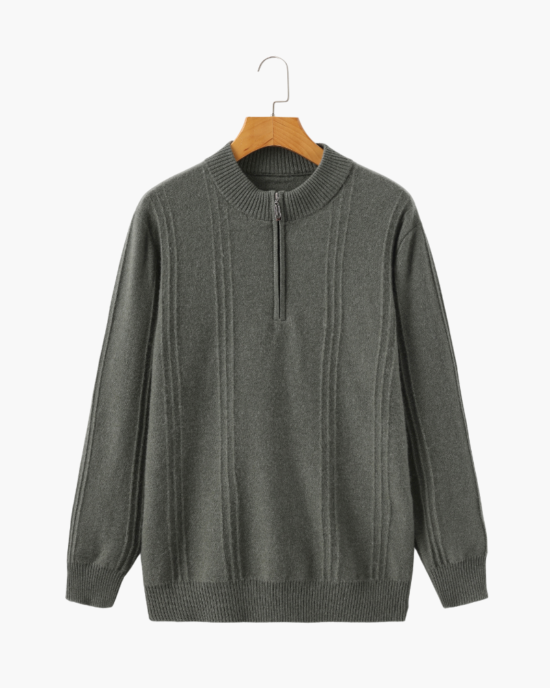 100% Cashmere Ribbed Half Zip - Montierri