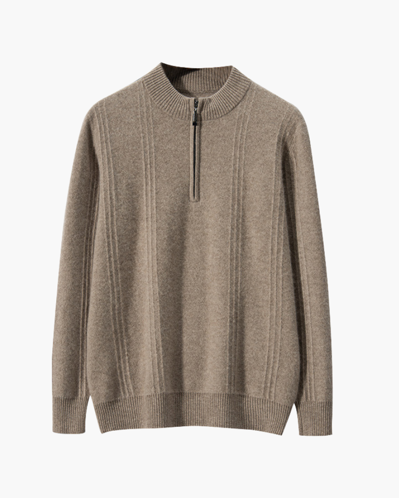 100% Cashmere Ribbed Half Zip - Montierri