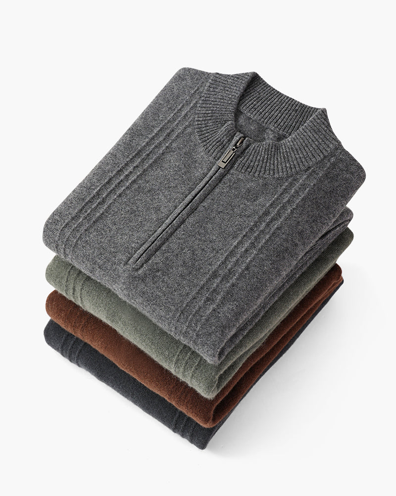 100% Cashmere Ribbed Half Zip - Montierri
