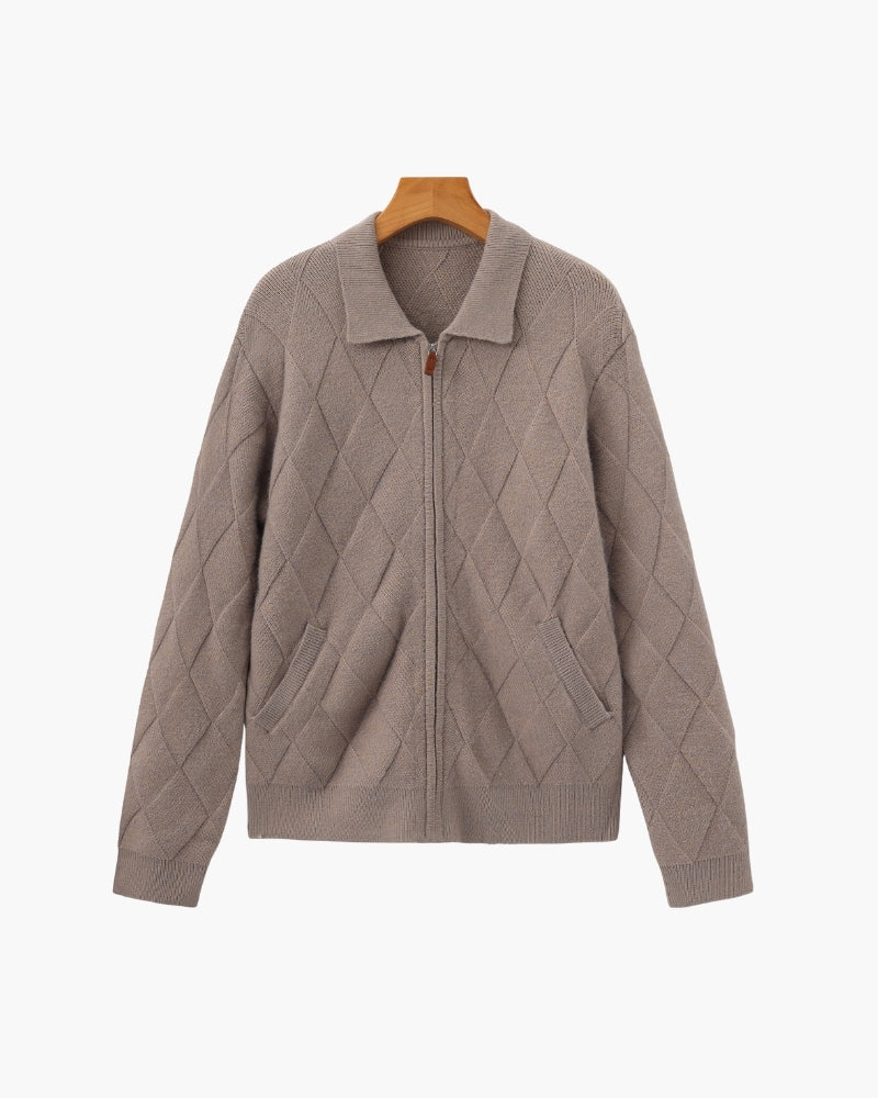 Heritage Diamond Knit Zip Cardigan - Montierri
