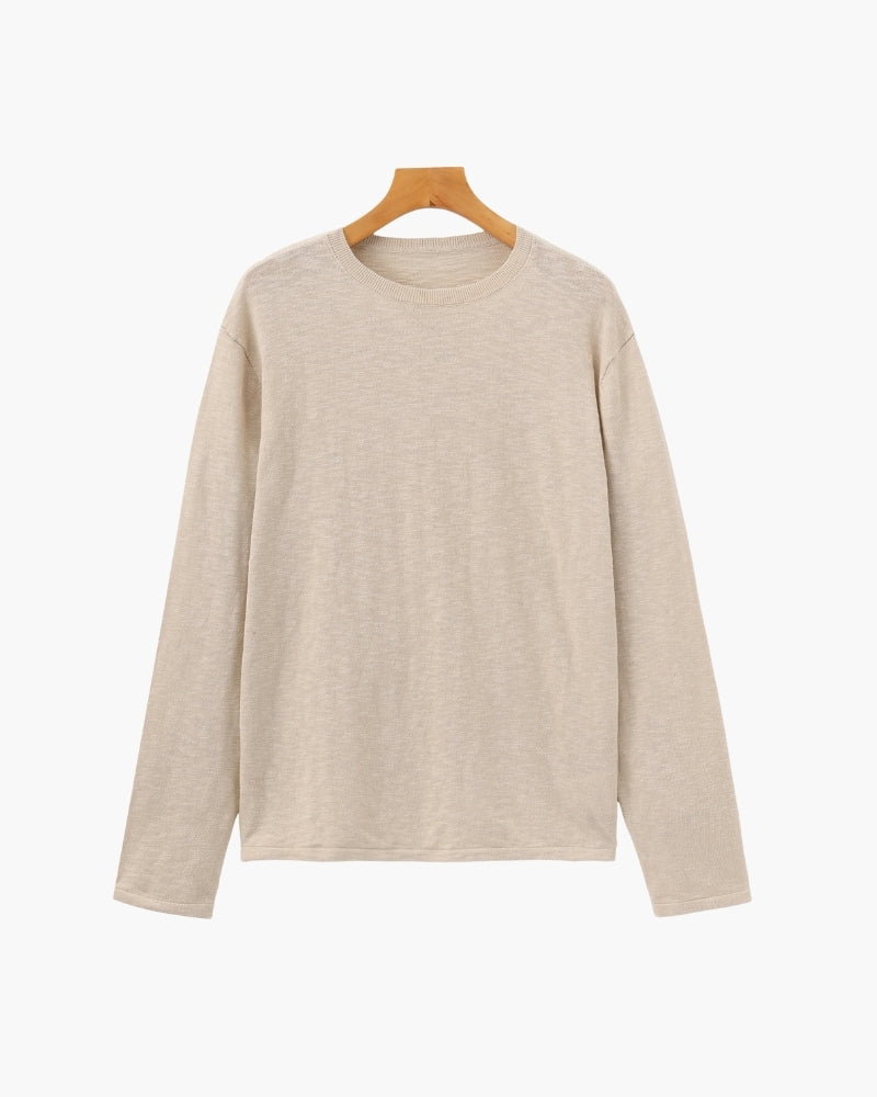 Linen Cotton Essential Crewneck - Montierri