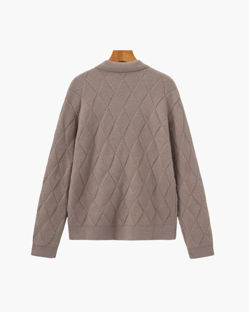 Heritage Diamond Knit Zip Cardigan - Montierri