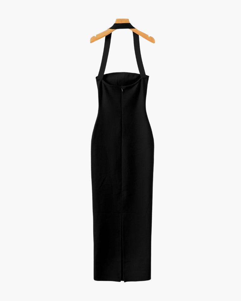 Halter Neck Slim Fit Maxi Dress - Montierri
