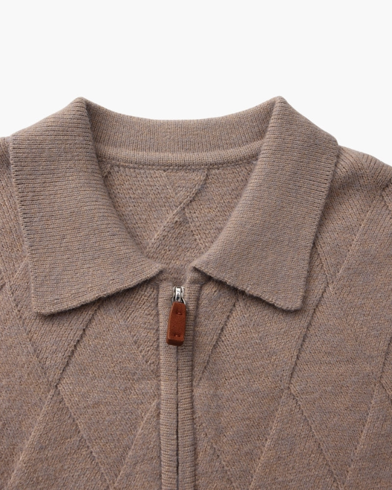 Heritage Diamond Knit Zip Cardigan - Montierri