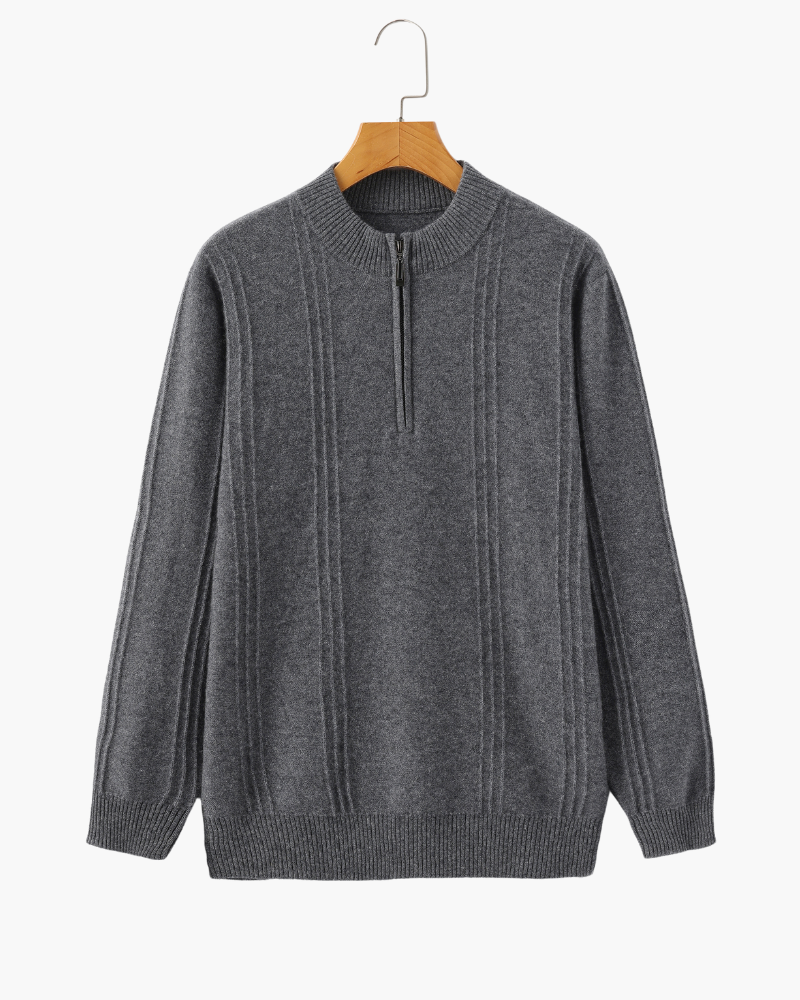 100% Cashmere Ribbed Half Zip - Montierri