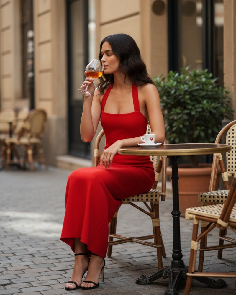 Halter Neck Slim Fit Maxi Dress - Montierri