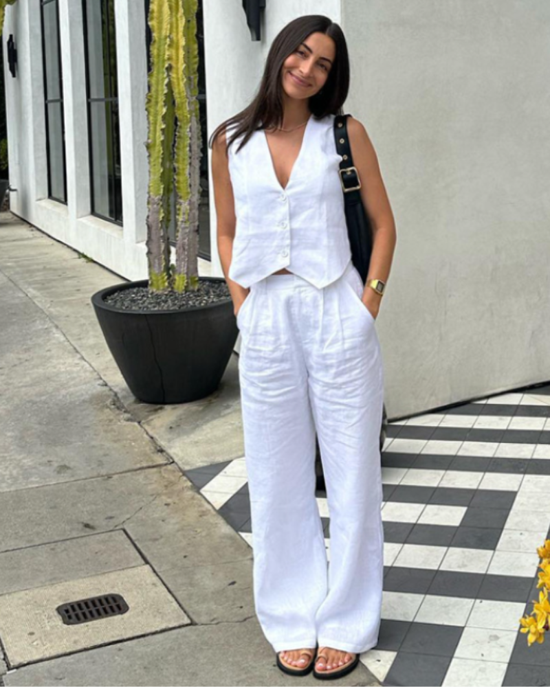 Classy Lady - Linen Two-piece Set - Montierri