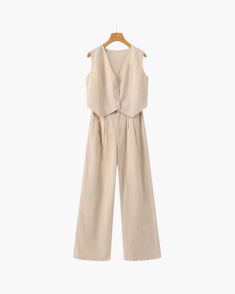 Classy Lady - Linen Two-piece Set - Montierri