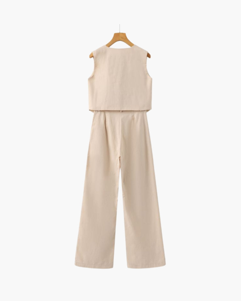 Classy Lady - Linen Two-piece Set - Montierri