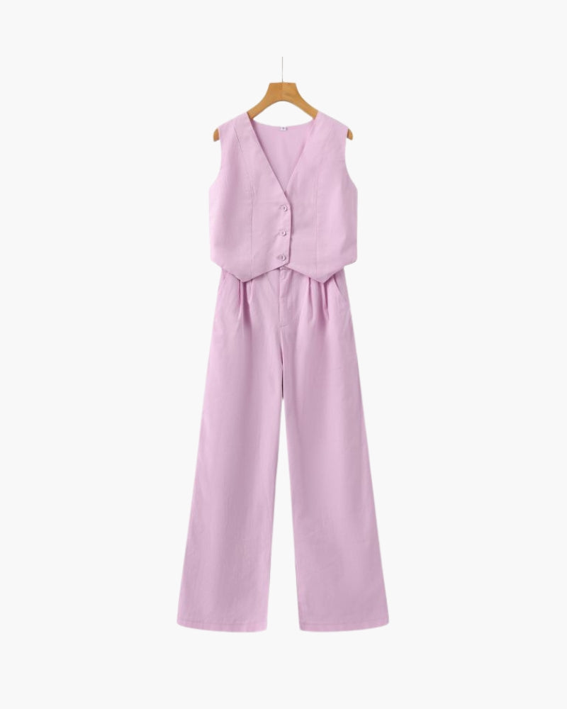 Classy Lady - Linen Two-piece Set - Montierri