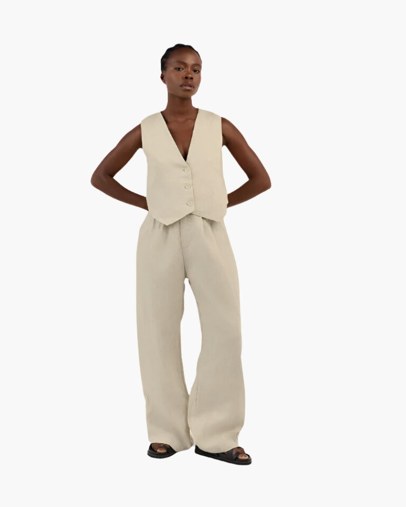 Classy Lady - Linen Two-piece Set - Montierri