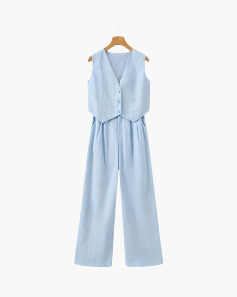 Classy Lady - Linen Two-piece Set - Montierri