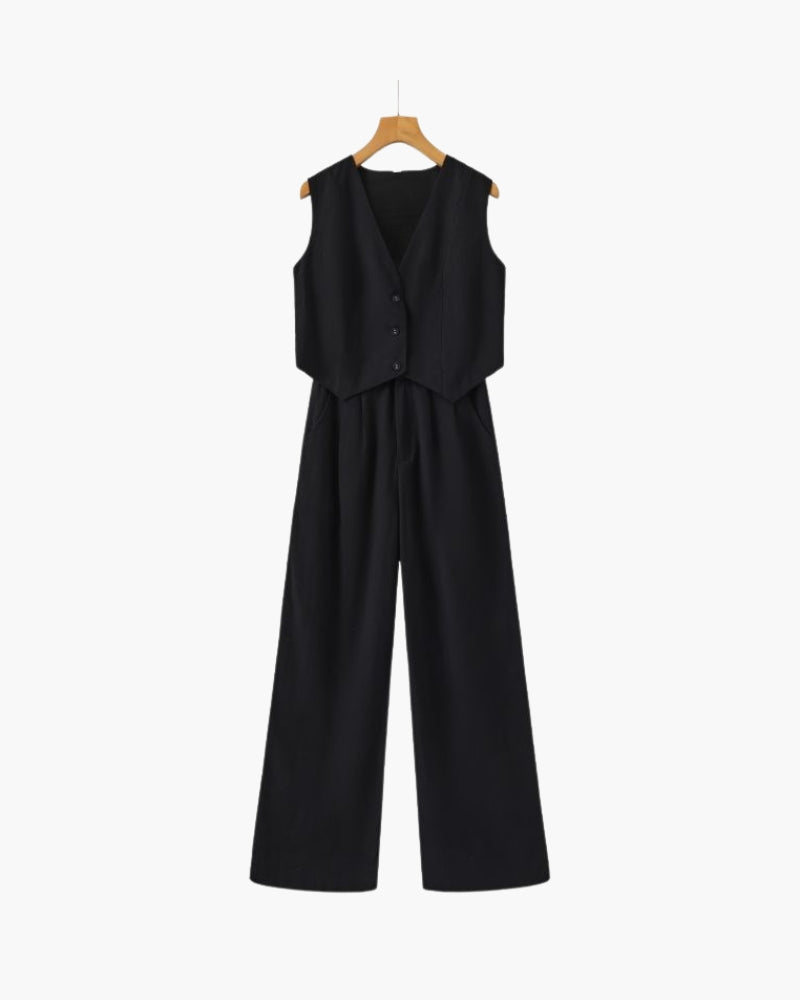 Classy Lady - Linen Two-piece Set - Montierri
