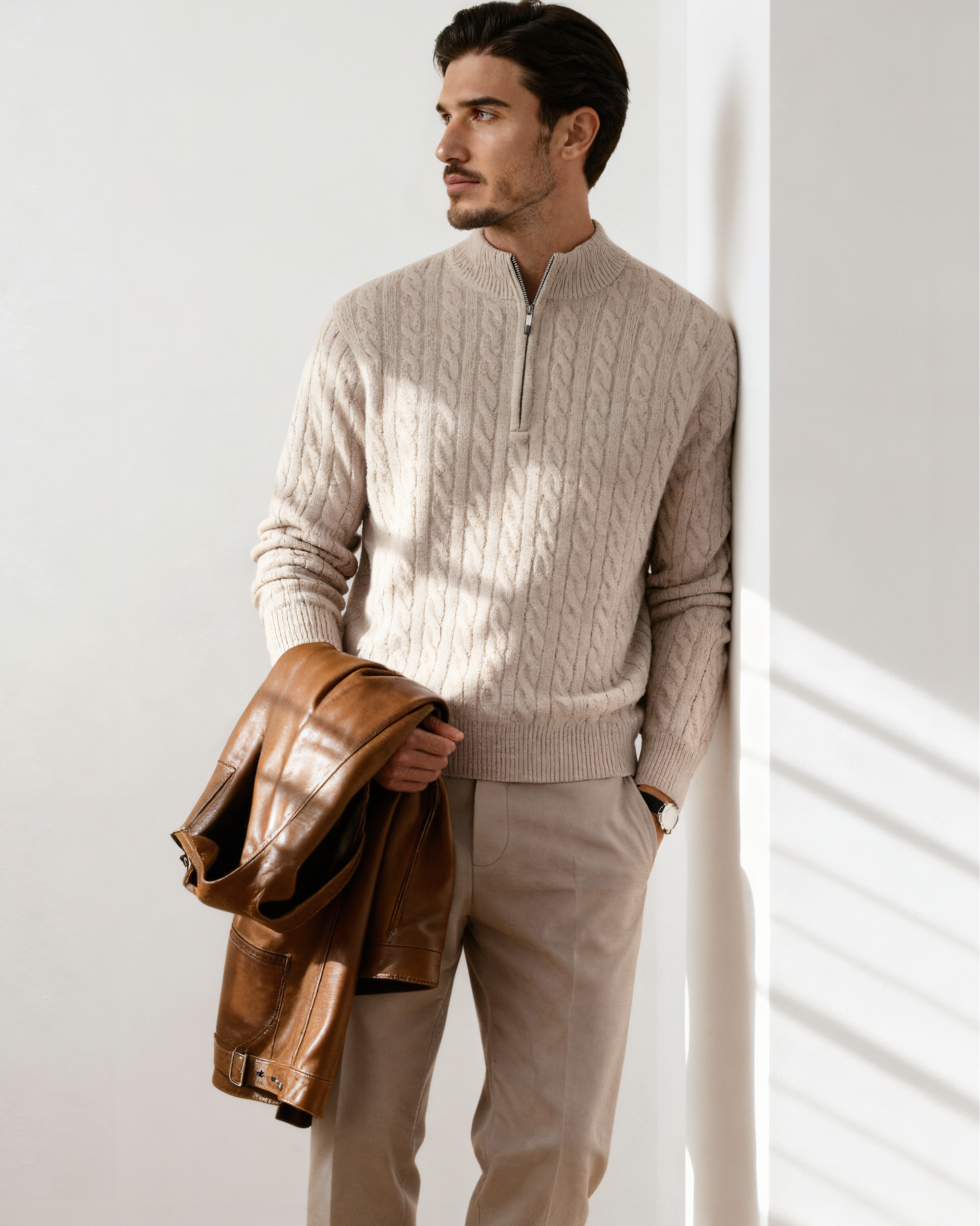 100% Cashmere Woven Half Zip - Montierri